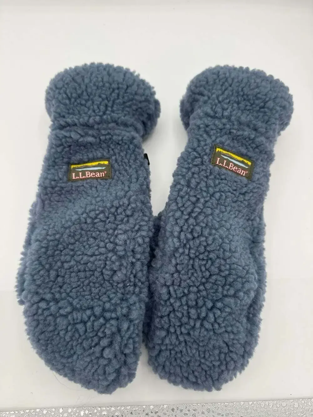 L.L. Bean Kids Mountain Pile Fleece Sherpa Mittens Blue Size S